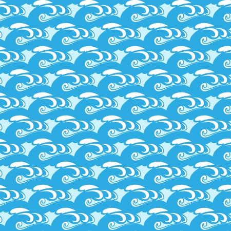 Decorative waves with whitecaps, seamless patternのイラスト素材