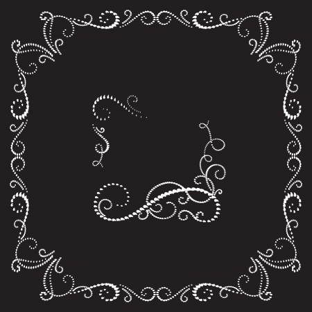 Abstract frame and decorative elements on black backgroundのイラスト素材