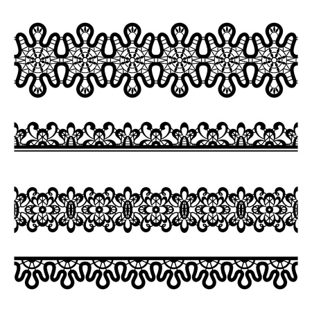 Set of seamless lace borders isolated on whiteのイラスト素材