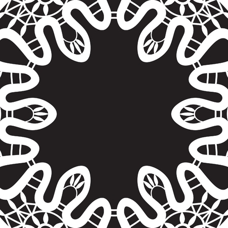 White lace vignette frame isolated on blackのイラスト素材