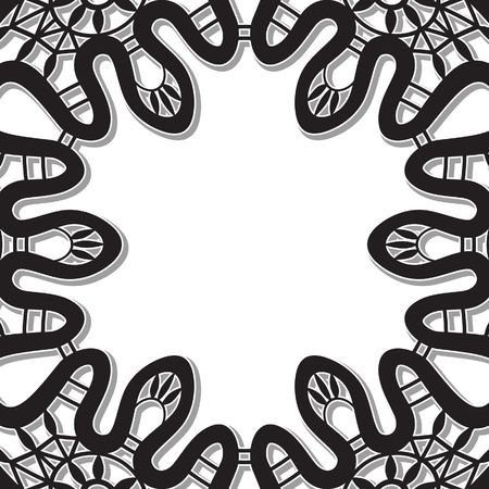 Black lace vignette frame with shadow on whiteのイラスト素材
