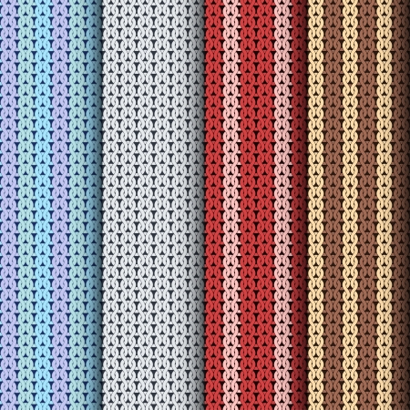 Knitting patterns, set of seamless texturesのイラスト素材
