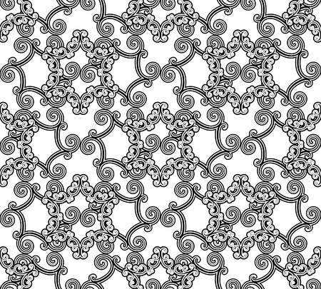 Seamless black and white pattern in arabic styleのイラスト素材