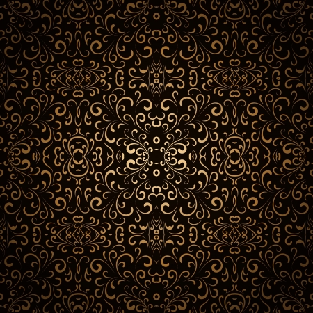 Abstract floral background, dark gold seamless patternのイラスト素材
