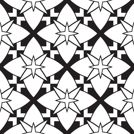 Black and white geometric seamless patternのイラスト素材