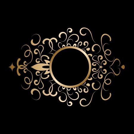 Vintage gold frame on blackのイラスト素材