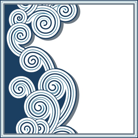 Blue wave background with seamless borderのイラスト素材