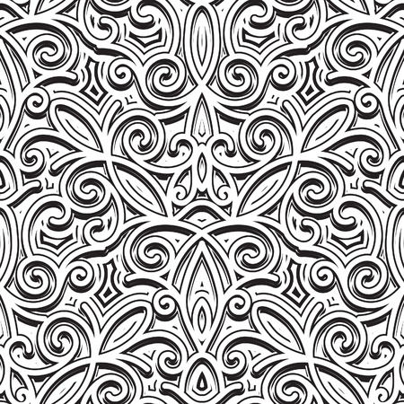 Vintage ornament, black and white seamless patternのイラスト素材