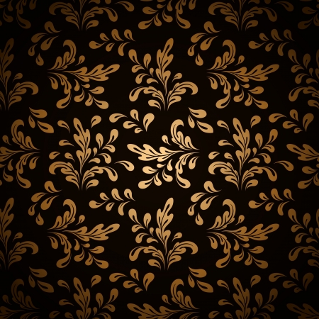 Floral swirls, vintage gold seamless patternのイラスト素材