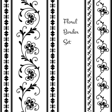 Set of decorative floral bordersのイラスト素材