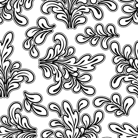 Floral swirls on white, abstract seamless patternのイラスト素材