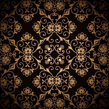 Vintage gold floral ornament, seamless patternのイラスト素材