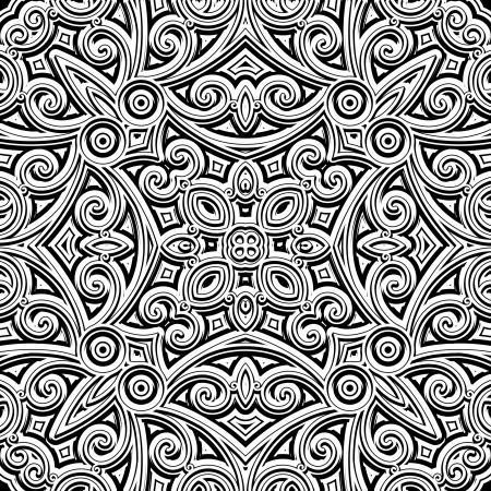 Vintage ornament, monochrome seamless patternのイラスト素材