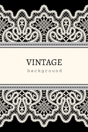 Old lace ribbon on black backgroundのイラスト素材