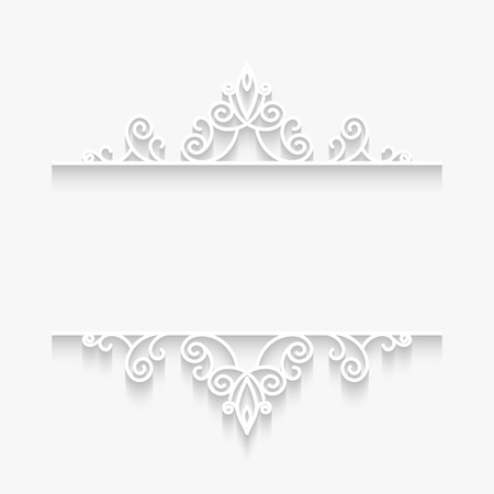Swirly paper frame, ornamental white backgroundのイラスト素材
