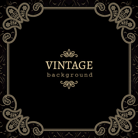 Vintage gold background, square ornamental frameのイラスト素材