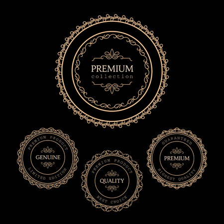 Set of premium quality labels isolated on blackのイラスト素材