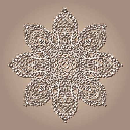 Vintage lace doily, round crochet ornamentのイラスト素材
