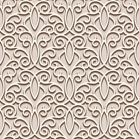 Seamless beige pattern, vintage ornamental lacy backgroundのイラスト素材