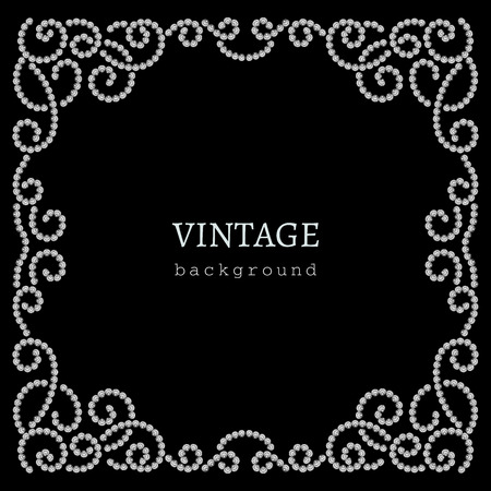 Square dotted jewelry frame on black backgroundのイラスト素材