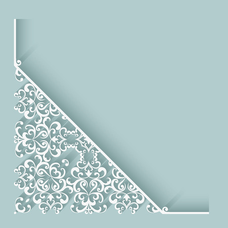 Paper lace corner ornament on grey backgroundのイラスト素材