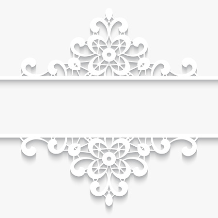 Abstract paper lace background, ornamental frame on whiteのイラスト素材