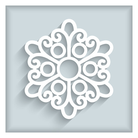 Paper lace doily, decorative snowflake, round crochet ornamentのイラスト素材