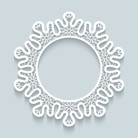 Paper lace background, round vignette, ornamental lacy frameのイラスト素材