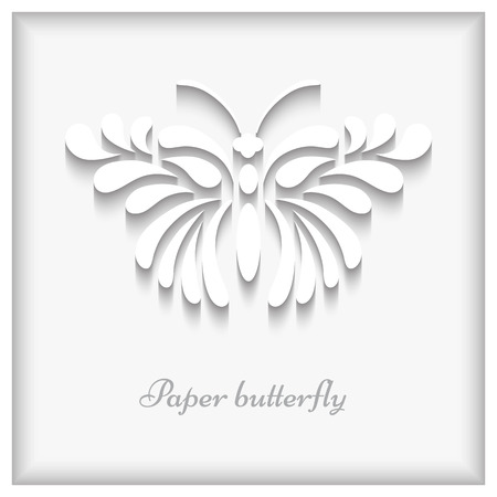 Abstract white paper background with swirly butterflyのイラスト素材