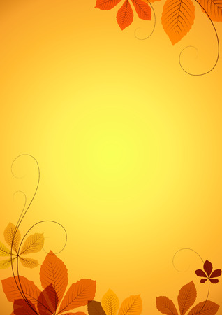 Autumn background with yellow chestnut leavesのイラスト素材