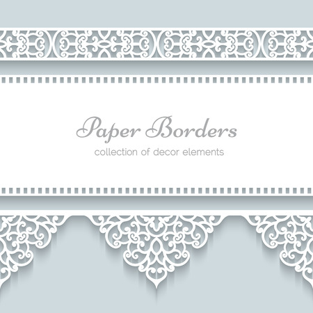 Paper lace background, ornamental frame with lacy seamless bordersのイラスト素材
