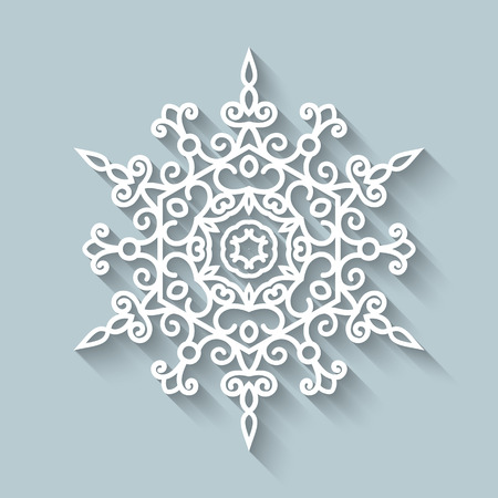 Paper lace doily, decorative ornamental snowflakeのイラスト素材