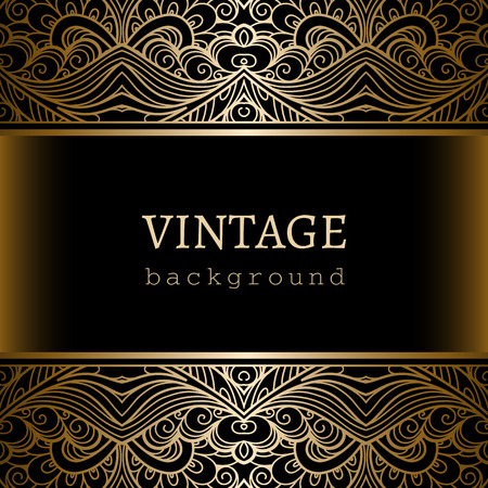 Vintage gold background, ornamental frame with seamless lace bordersのイラスト素材