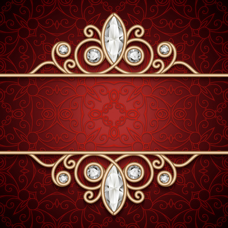 Vintage gold frame, ornamental jewelry backgroundのイラスト素材