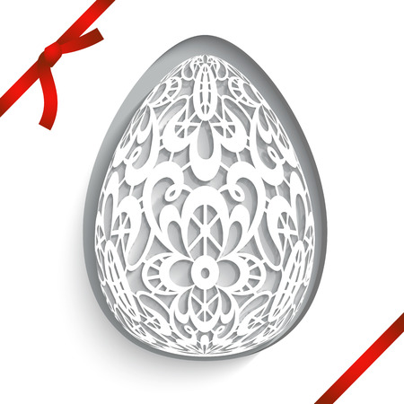 Parcel of decorative Easter egg with paper lace ornamentのイラスト素材