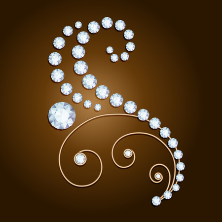 Gold jewelry swirl, elegant diamond decorationのイラスト素材