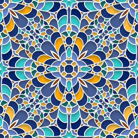 Abstract mosaic background, ceramic tiles, majolica, seamless patternのイラスト素材