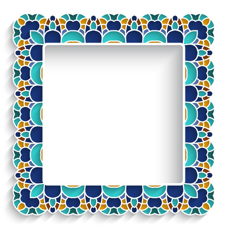 Square ceramic picture frame with mosaic ornament on whiteのイラスト素材