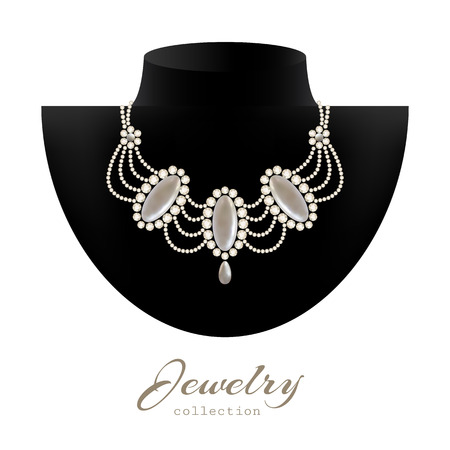 Elegant jewelry necklace, jewellery diamond decorationのイラスト素材