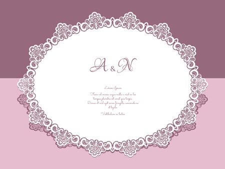Paper lace doily, greeting card, save the date or wedding invitation templateのイラスト素材