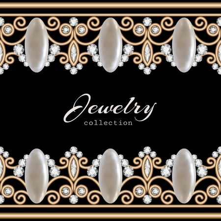 Vintage gold background, elegant jewelry frame with seamless bordersのイラスト素材