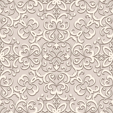 Beige background, vintage ornament, seamless pattern in neutral colorのイラスト素材