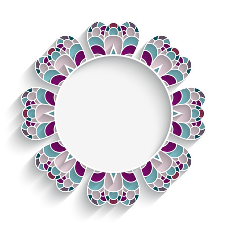 Mosaic round ornament, ceramic or majolica circle frame on white backgroundのイラスト素材