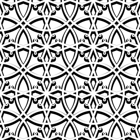 Abstract black and white ornament, lace texture, seamless patternのイラスト素材