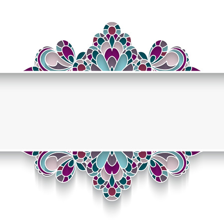 Mosaic background with elegant majolica border ornament on whiteのイラスト素材