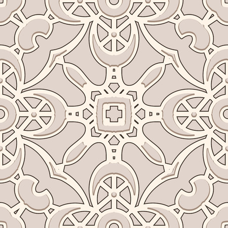 Vintage beige background, curly ornament, seamless patternのイラスト素材