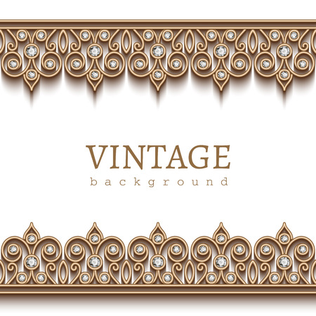 Vintage gold frame with jewelry borders on white backgroundのイラスト素材