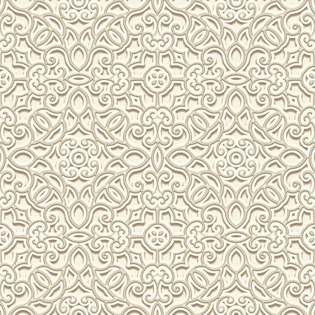 White background, vintage ornament, seamless pattern in light colorのイラスト素材