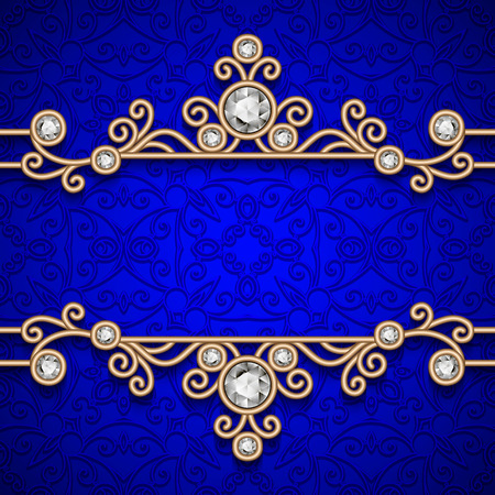 Vintage gold frame, ornamental jewelry backgroundのイラスト素材