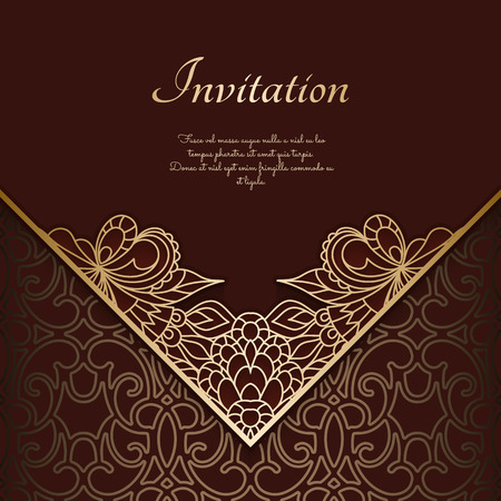Vintage gold background, ornamental lace frameのイラスト素材